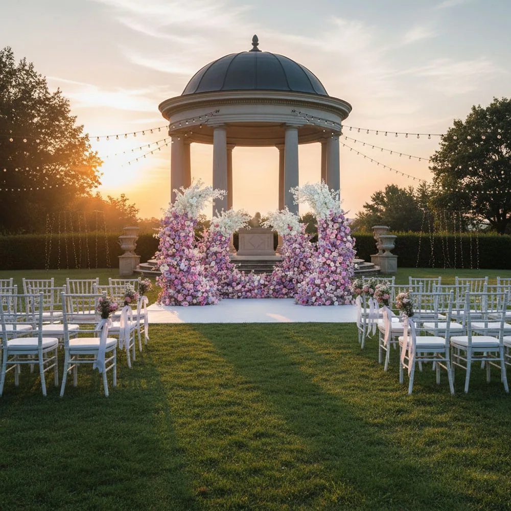 Professional Wedding Arch Backdrop With Artificial Flowers Portable Adjustable Custom Size Complete Wedding Decoration Set
