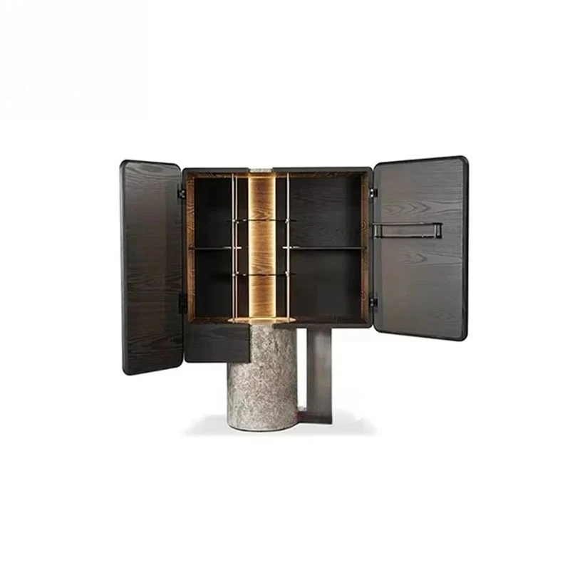 Modern Solid Wood Wine Cabinet with Shaker Doors 5+ Drawers & Shelves Large Capacity Storage for Living Room Home Bar Hotel Use