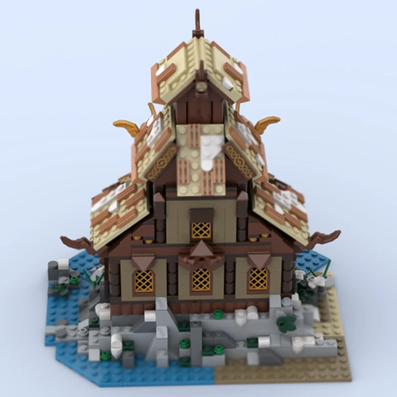 Castelo medieval modelo moc tijolos de construção viking templo antigo tecnologia modular crianças presentes do feriado montar brinquedos terno
