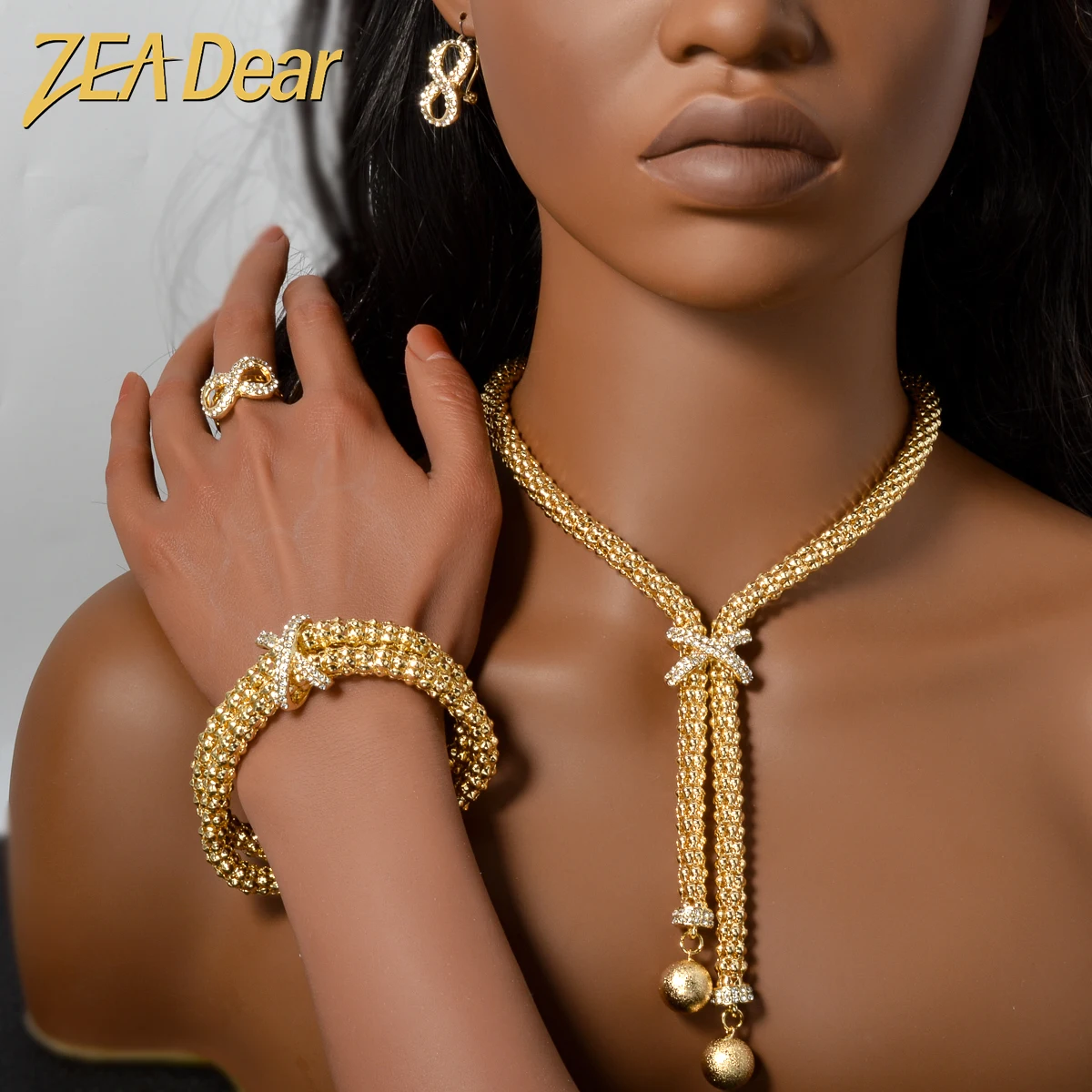 Zeadear Jewelry  Exquisite Dubai Gold Plated Fine Jewelry Set Nigerian Wedding Woman Accessories  African Beads Costume Set