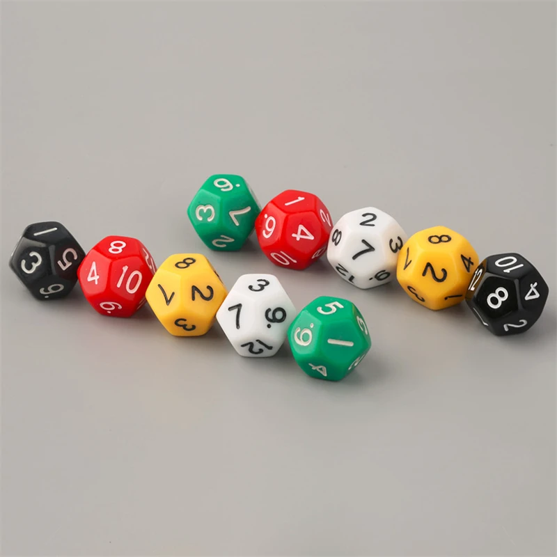 10Pcs/set D12 Digital Dice 12-sided Colorful Acrylic Dice For Board Game Accessories Educational Supplies