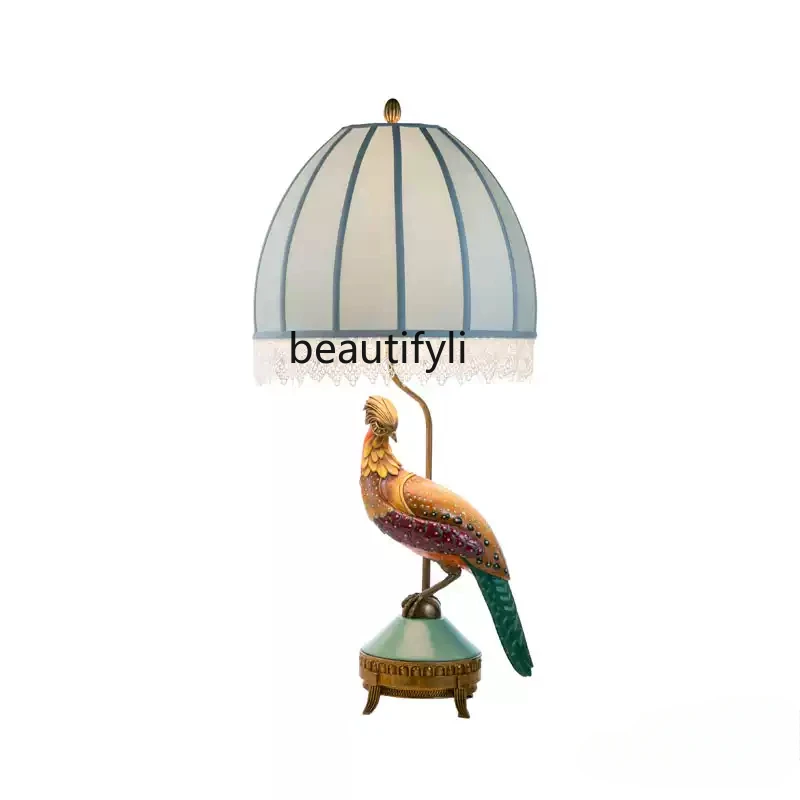 

European French art ceramic bedside lamp luxury living room bedroom entrance decorative bird table lamp