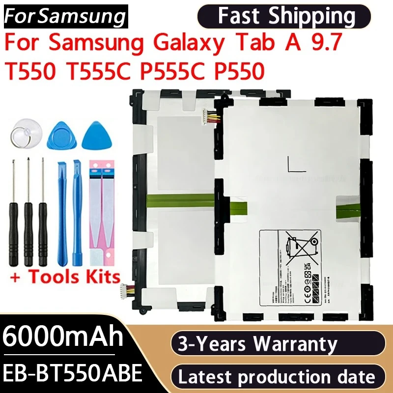 100% EB-BT550ABE Battery 6000mAh For Samsung Galaxy Tab A 9.7 T550 T555C P555C P550 Tablet Batteries Bateria Batterij+Tools