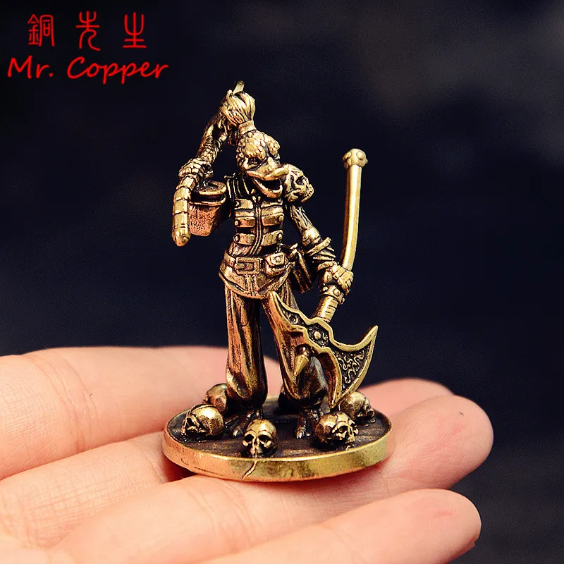 Brass Bird Parrot Head Warrior Figurine Miniaturs Desktop Ornament Retro Metal Solider Models Home Decoration Crafts Accessories