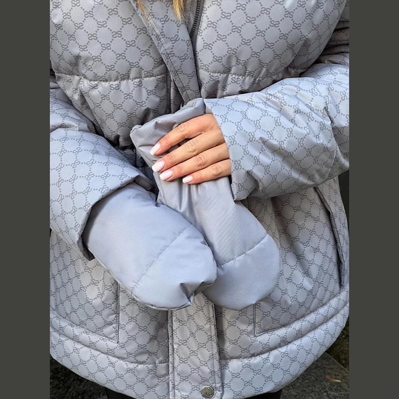 Dames bedrukte katoenen gewatteerde jas met capuchon, rits, winter, warme kleding, forens, damesjas, 2025, nieuwe modekleding voor dames