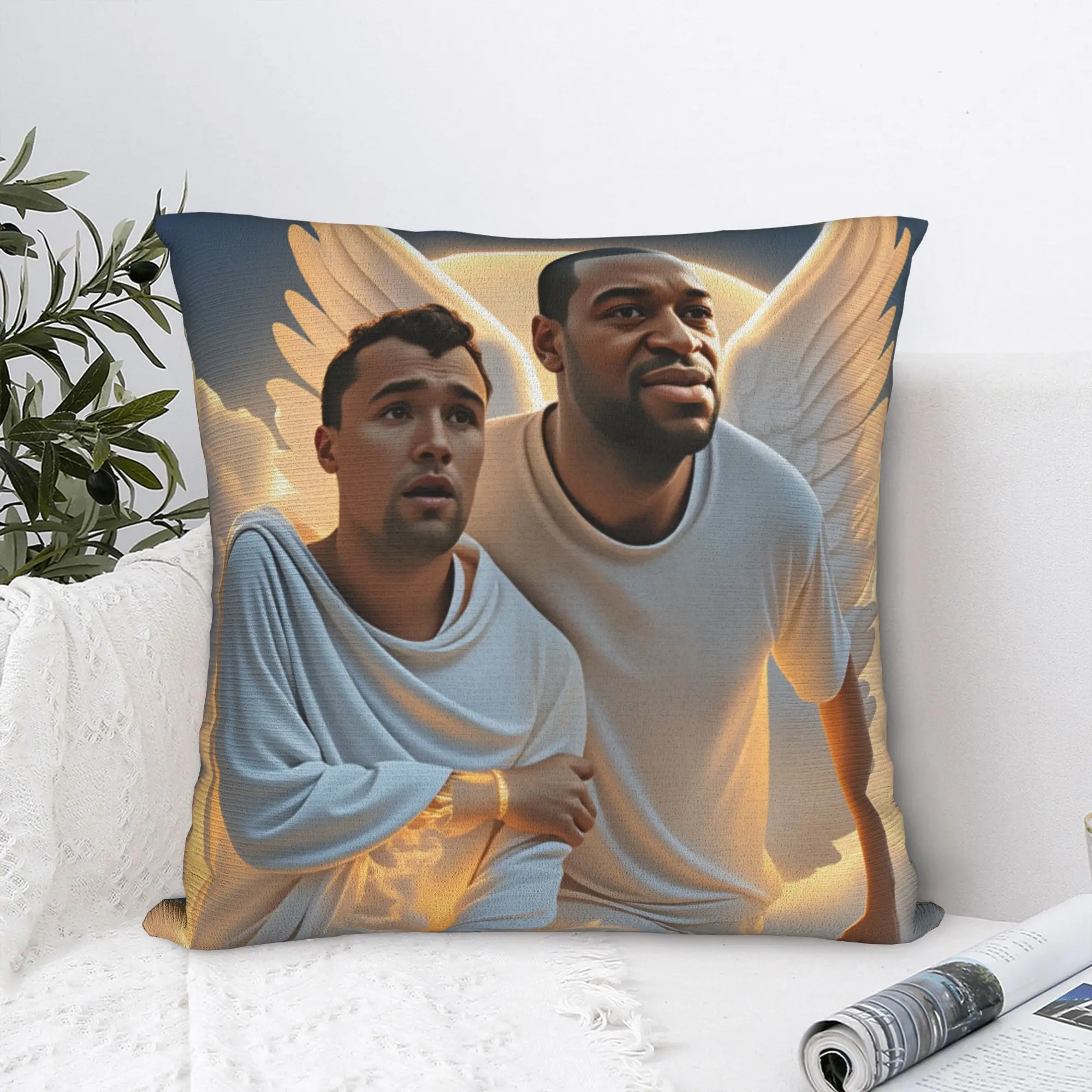 Charlie Kirk Angelic Advocate With George Floyd Pillow Case  Morden Pillow Cover Graphic Pillowcases For Living Room Bed Chair