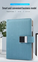 16G USB Loose-Leaf Fingerprint Lock Notebook Leather Smart Business Notepad Student Diary A5 Note book replaceable Paper Core