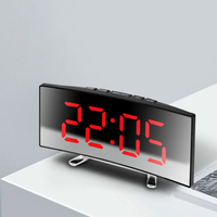 LED Curved Screen Luminous Electronic Clock Mirror Clock Living Room Large Screen Alarm Clock Home Decoration