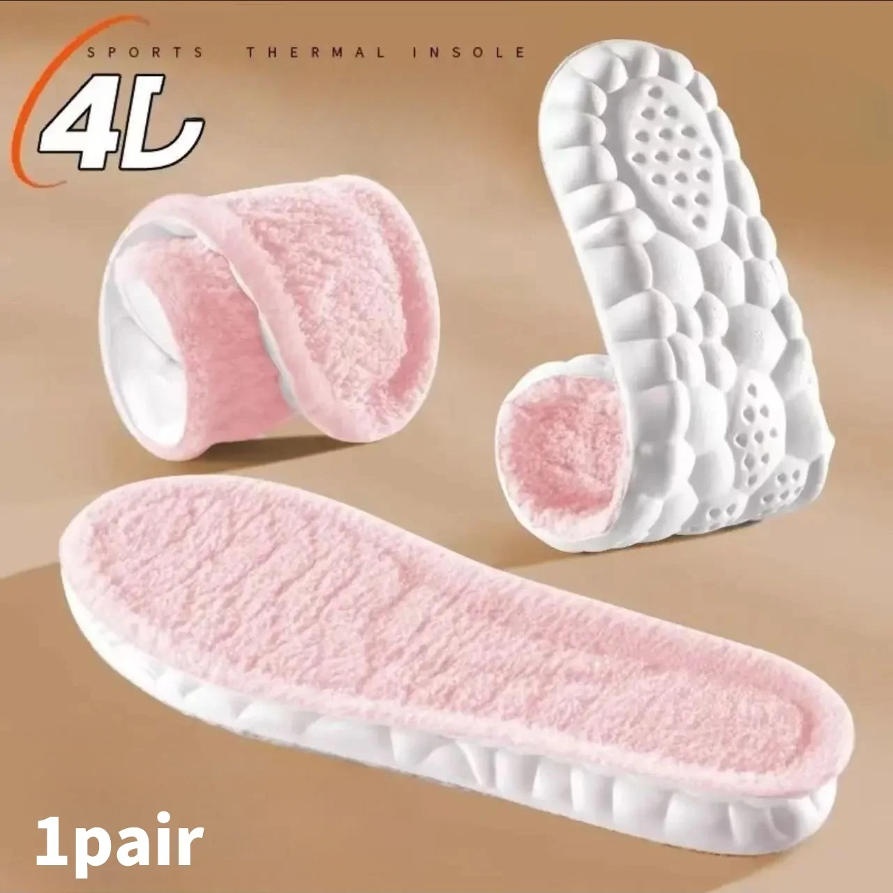 

1 пара самонагревающихся термостельок для ног, зимние теплые утолщенные шерстяные термостельки из пены с эффектом памяти, спортивная обувь, самонагревающиеся подушечки для обуви