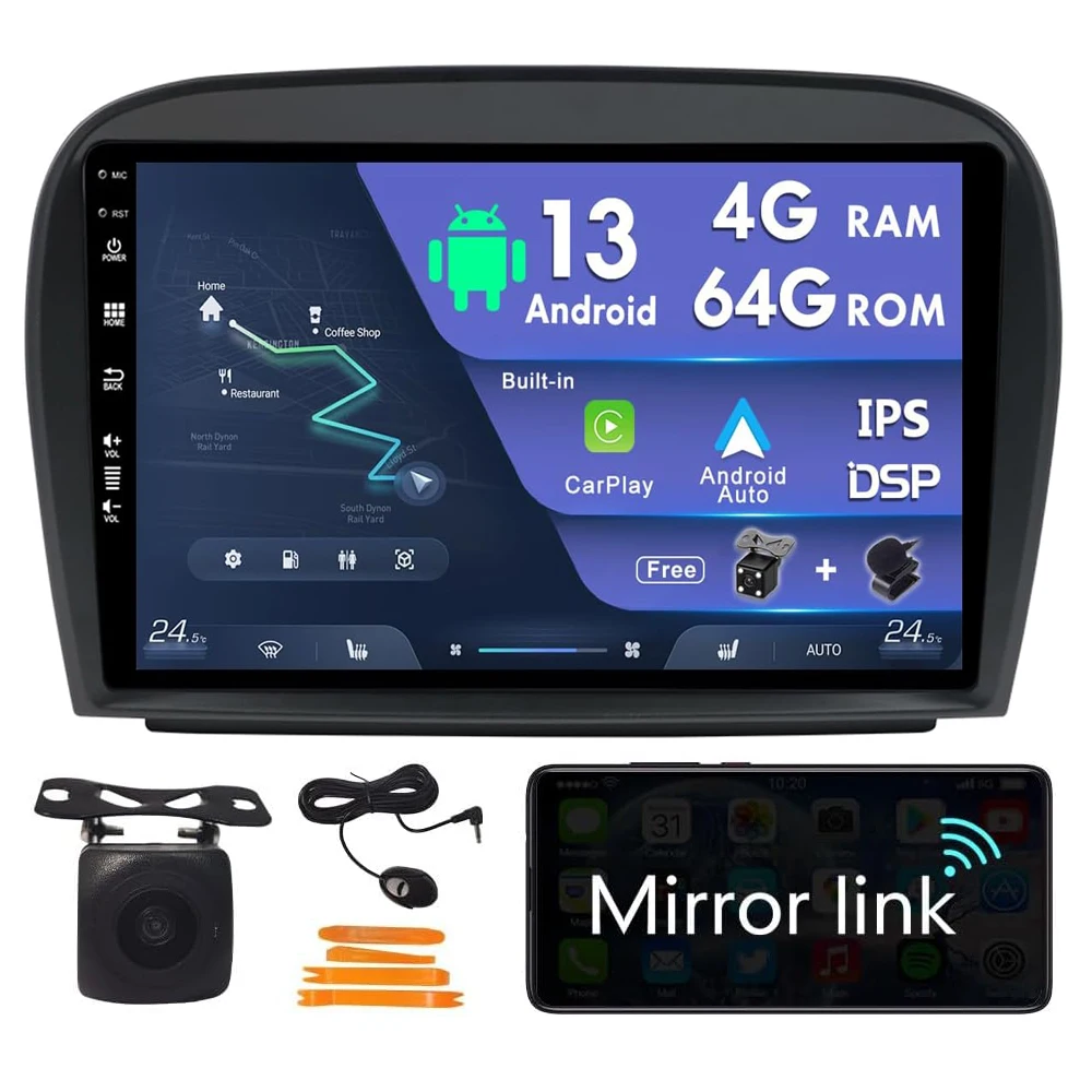 

9Inch Car Stereo Radio Car-play GPS Navi Compatible for SL R230 SL350 SL500 SL300 2005-2012 Android 13