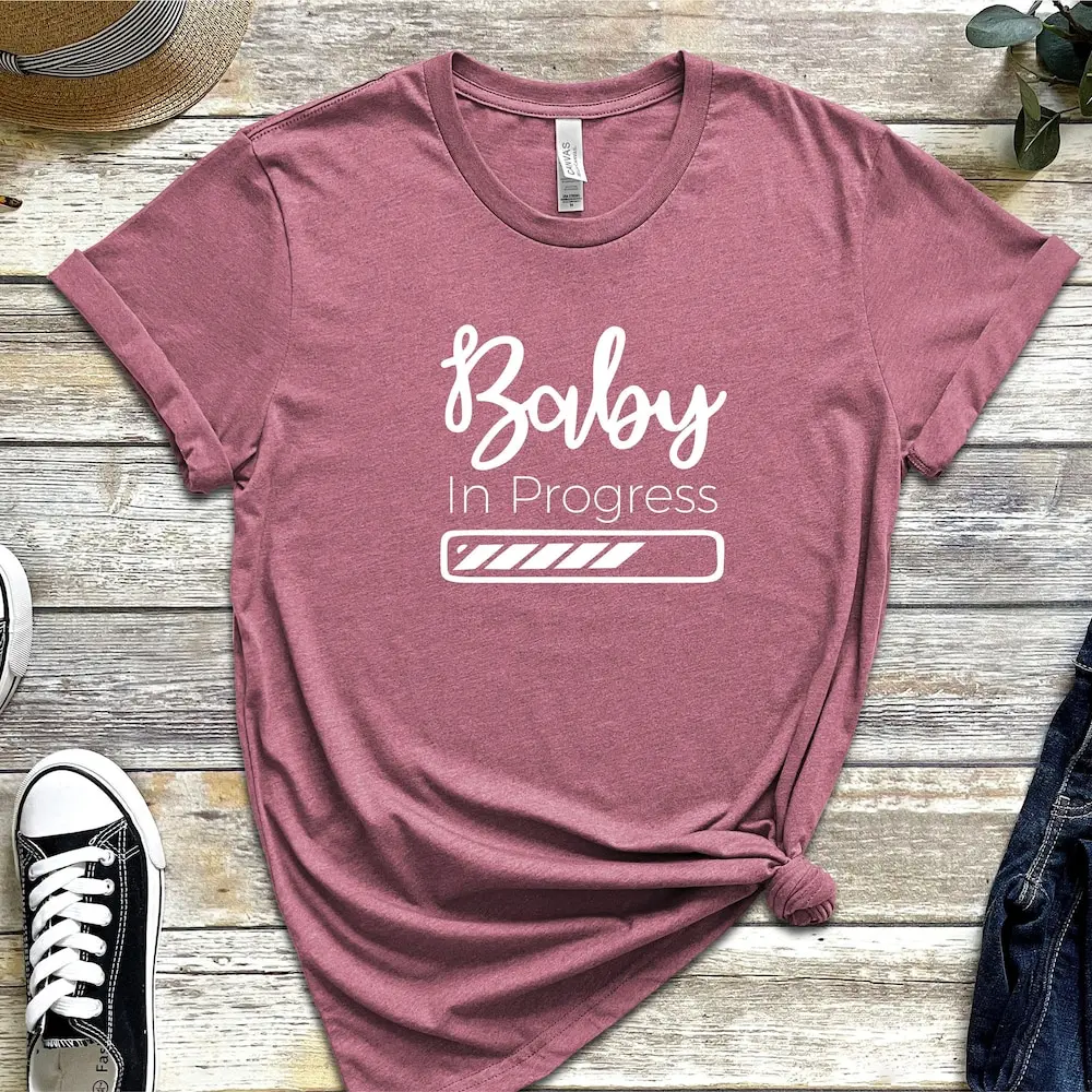 Baby In Progress T Shirt Maternity Pregnancy Mom To Be Christmas Reveal Loading