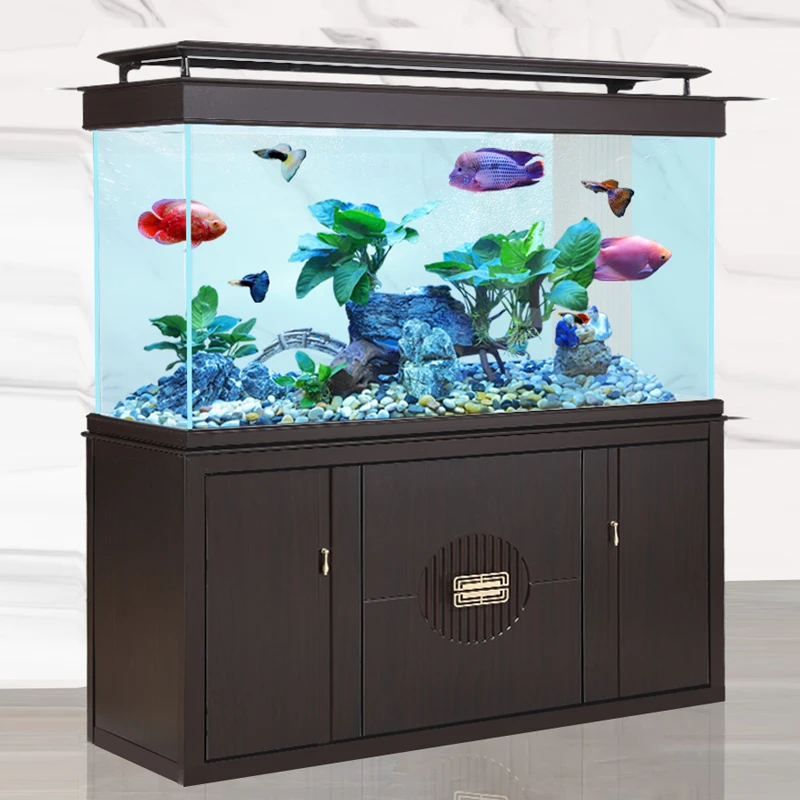 Super White Fish Tank Living Room Large and Medium Size Home Partition Screen Fish Globe Modern Light Luxury Bottom Filter Drago