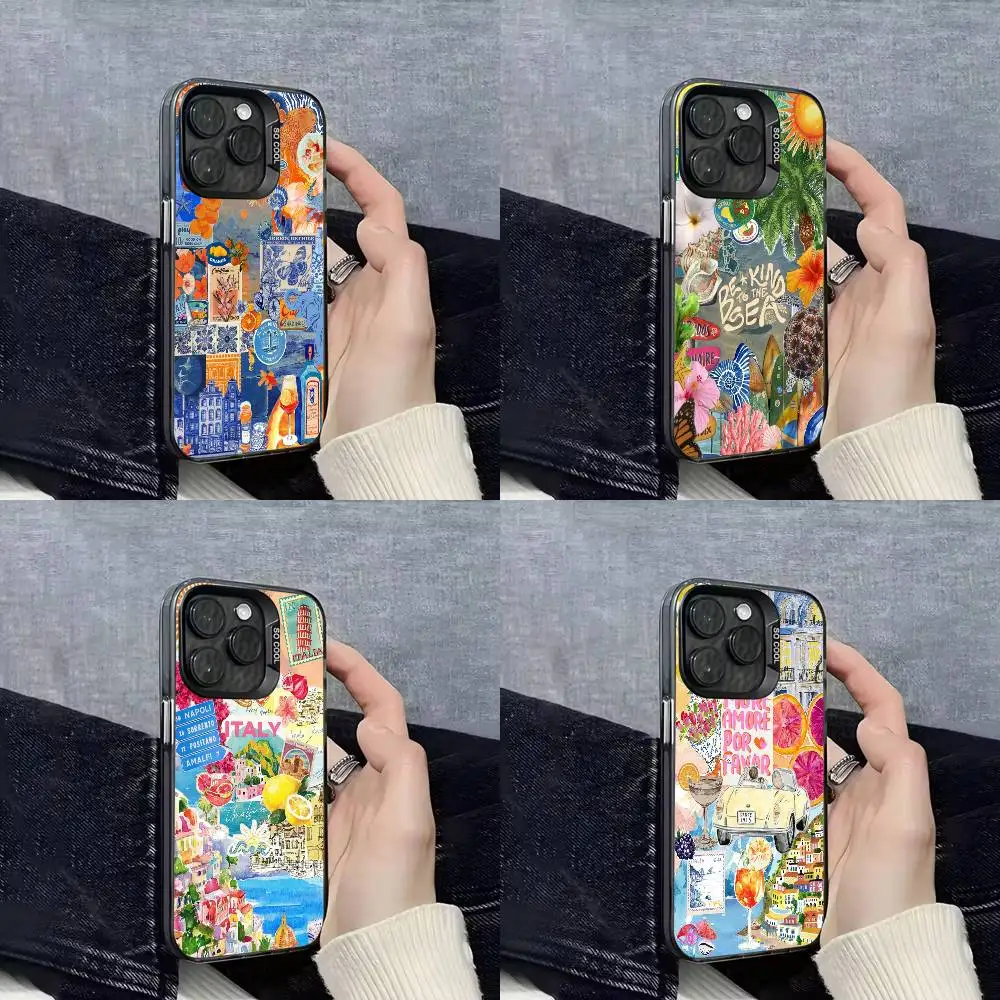 

Sea Seaside Wine Lemon GREECE Italy Phone Case For iPhone 17,16,15,14,13,12,11,Pro,Max,Plus,E,SE4,Air,Mini Black IMD Cover