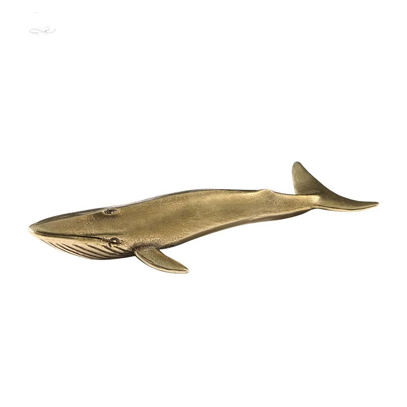 Solid Brass Blue whale Figurines Vintage Sea Animal Statue Desktop Ornaments Office Decorations Crafts Accessories Child Gifts