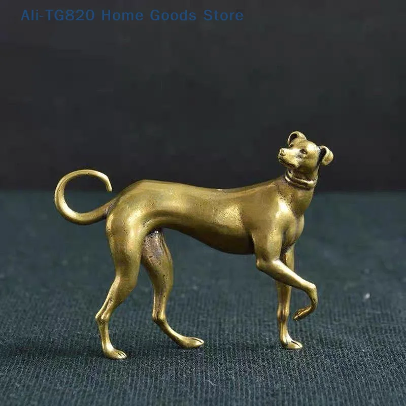 [TG820]1Pcs Vintage Copper Animal Miniatures Figurines Decorations Gifts Solid Brass Loyal Dog Desk Ornaments Home Decor Crafts
