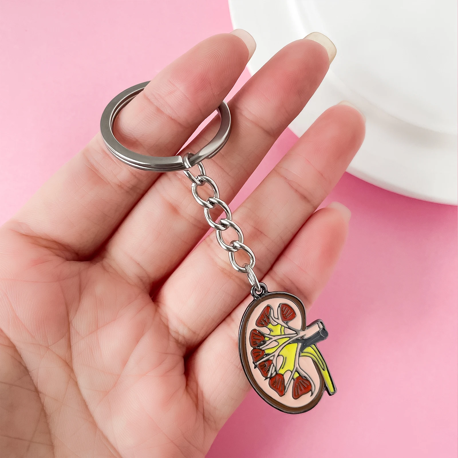 Medical Kidney Organ Keychain Anatomy Urology Jewelry Enamel Pendant Key Chain for Doctor Nurse Medicine Student