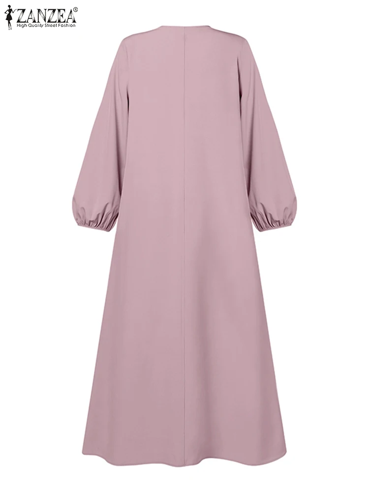 ZANZEA-Robe Longue Surdimensionnée pour Femme Musulmane, Hijab, Eid Mubarek, Abaya, Vêtements Isamiques, Manches sulf, Kaftan Éducatif, Turquie