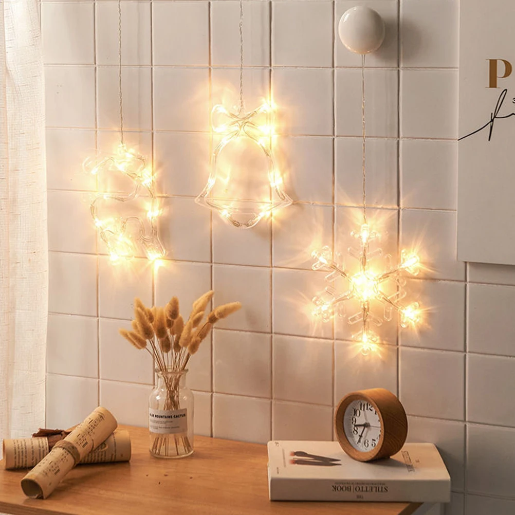 

3pcs Cup Xmas Decoration Lights Decorative LED Christmas Shop Decor Window Curtains Home Party Shop Xmas Decor