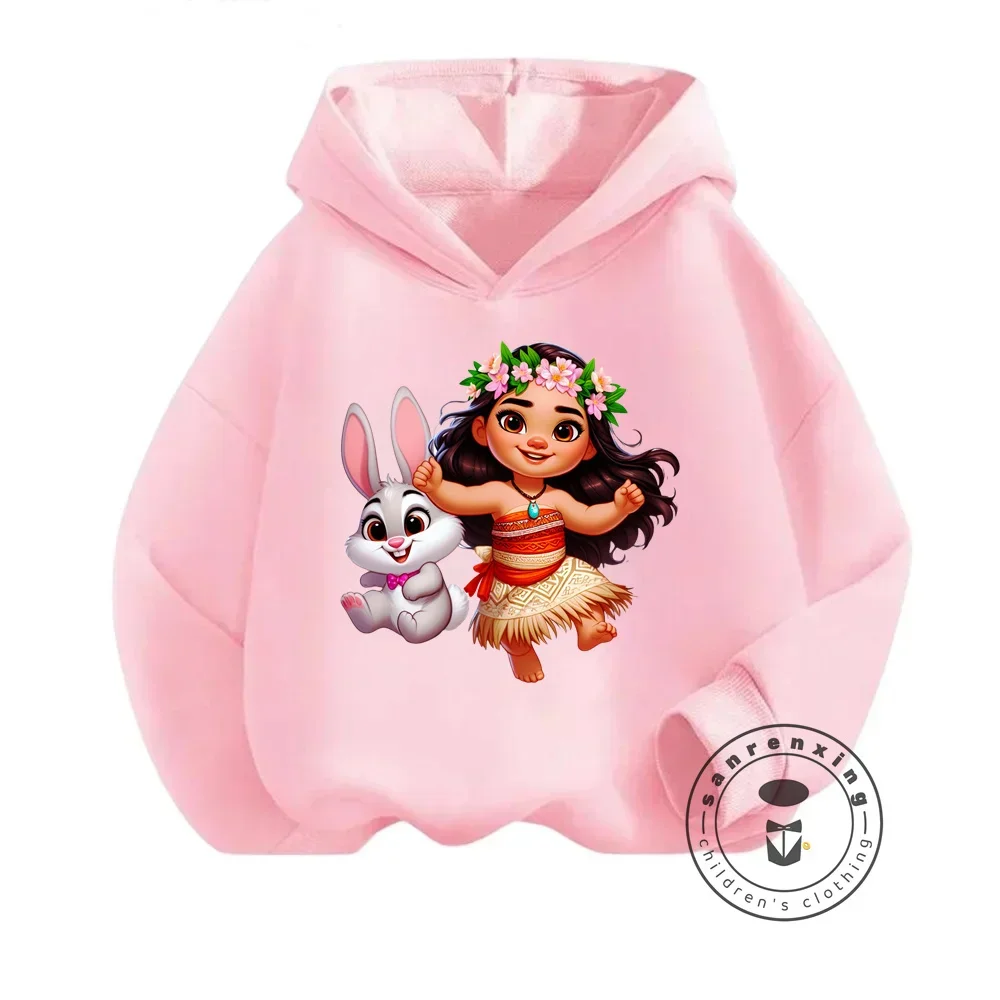 Enjoyable Disney Moana Cartoon Sweatshirts for Kid Casual Autumn Clothes Long Sleeve Loose Fitting Kawaii Tops at Thrifty Prices