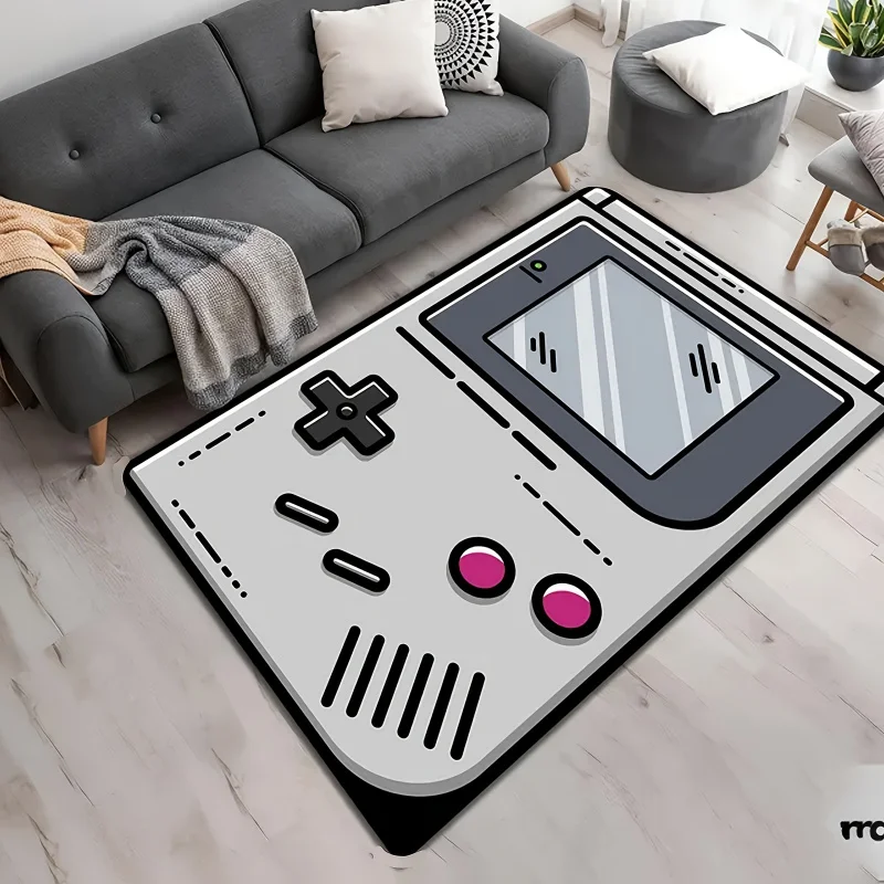VIKAMA Creative Cartoon Gaming Console Design Rug, Non-Slip, Dirt-Proof Carpet, For Living Room, Bedroom, Gaming Room Home Decor