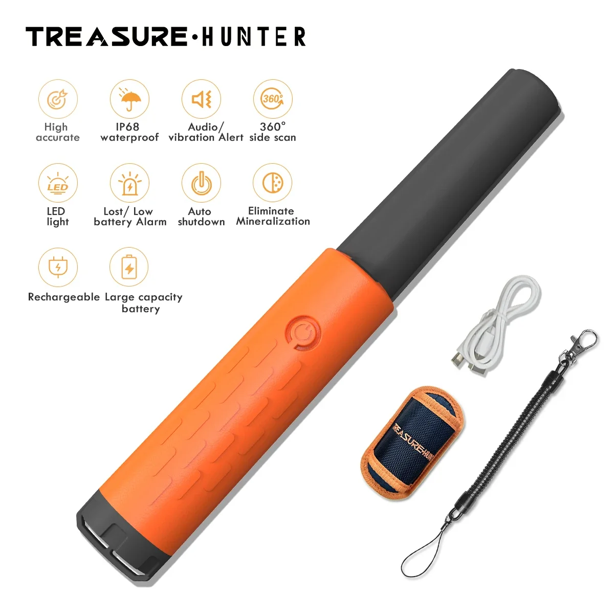 Treasure Hunter 1300mAh  Handheld Metal Detector Pinponter Pointer Gold Detector Pinpointing Waterproof Adjustable Sensitivity