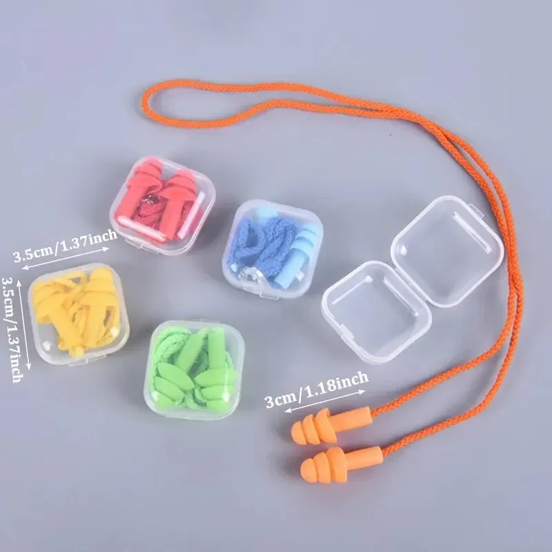1Pc Silicone Ear Plugs Noise Reduction Soft Earplugs with Cord for Sleep Swimming Diving Waterproof Ear Protection