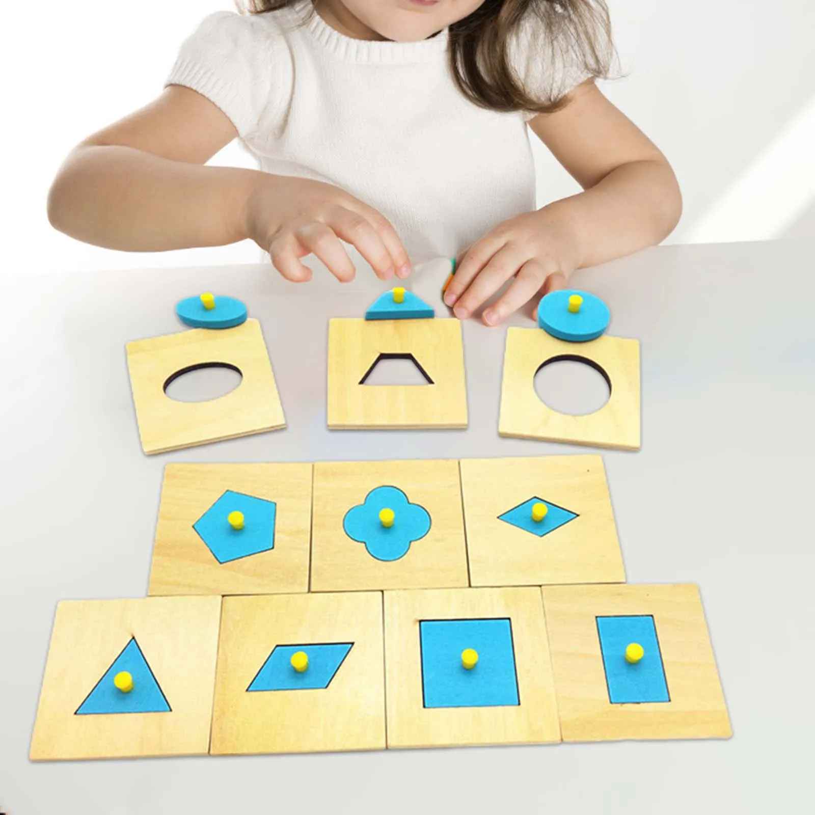 Puzzles en bois en forme de bouton, jouet pour activités d'apprentissage, bloc de motifs de formes, jouets Montessori pour tout-petits d'âge préscolaire, cadeaux
