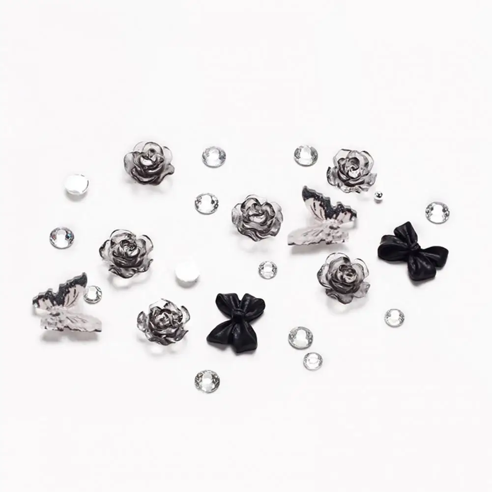 Nail Art Rhinestone 1 Box Attractive Easy to Paste Resin  Butterfly Flower Shaped Nail Jewelry Craft Supplies