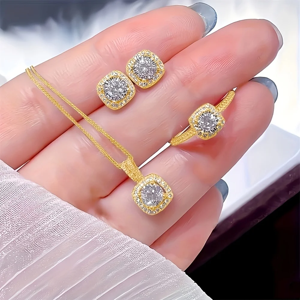 4-Piece Set of Necklaces, Pendants, Rings, and Earrings, Stylish and Versatile, Making It an Excellent Choice for Effortlessly Addressing Various Occasions and Adding Charm, a Great Holiday Gift