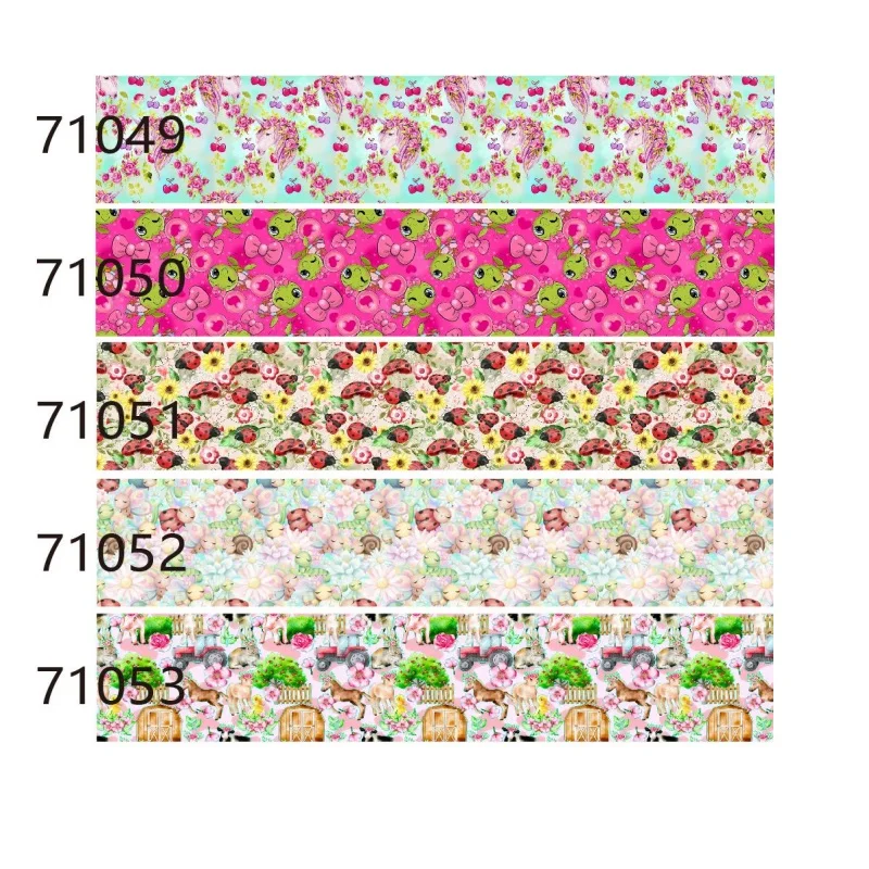 (5yards) Western Flowers Pattern Grosgrain Ribbon for Craft Decoration Materials DIY Sewing Accessories