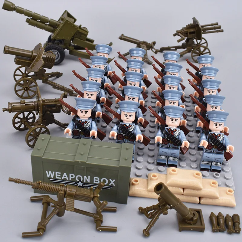 Zweiter Weltkrieg Infanterie, Militärsoldaten, Krieg, Nationalarmee, Mini-Gewehrmodell, Bausteine, Bausatz, Montage-Spielzeug – Detail 1