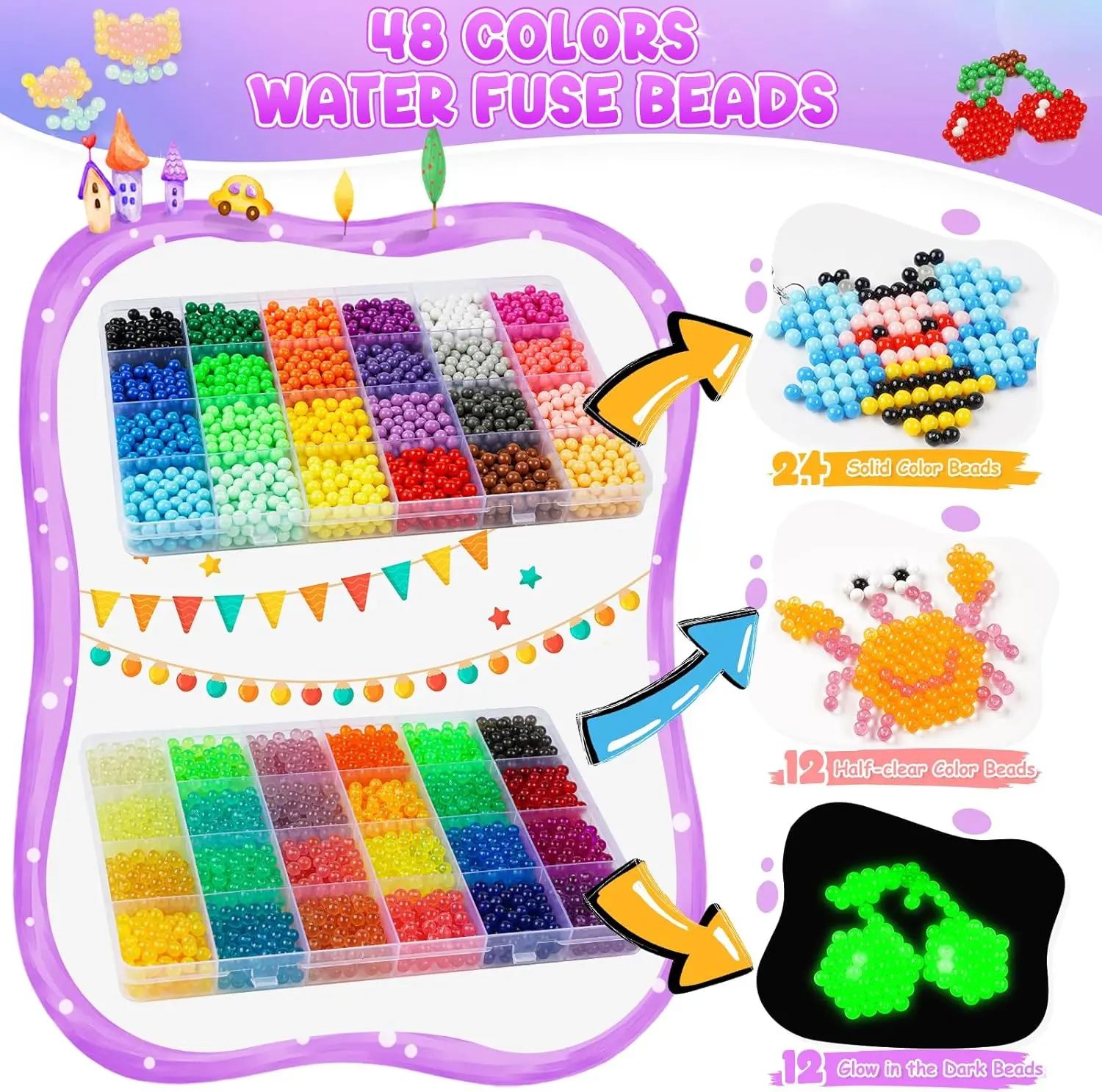 Luminous DIY Water Spray Magic Beads Handmade Toy Set Children's Color Crystal Beads Puzzle Craft Kit Gift Variety Bean Toys