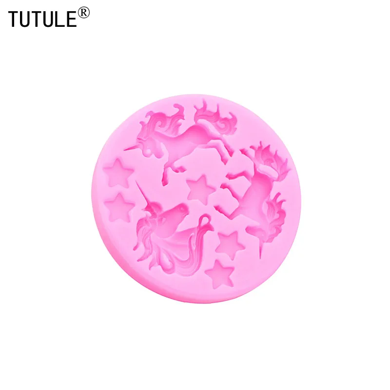 DIY horse Flip Candy Chocolate Cake Silicone Mould 3D unicorn drop glue clays epoxy resin jewelry Accessories Silicone Molds