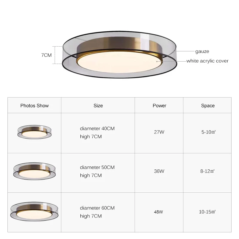 Nordic Modern Led Round Ceiling Lamp Living Room Decoration Fixtures Dimmable Bedroom Study Surface Chandelier Kitchen Lights