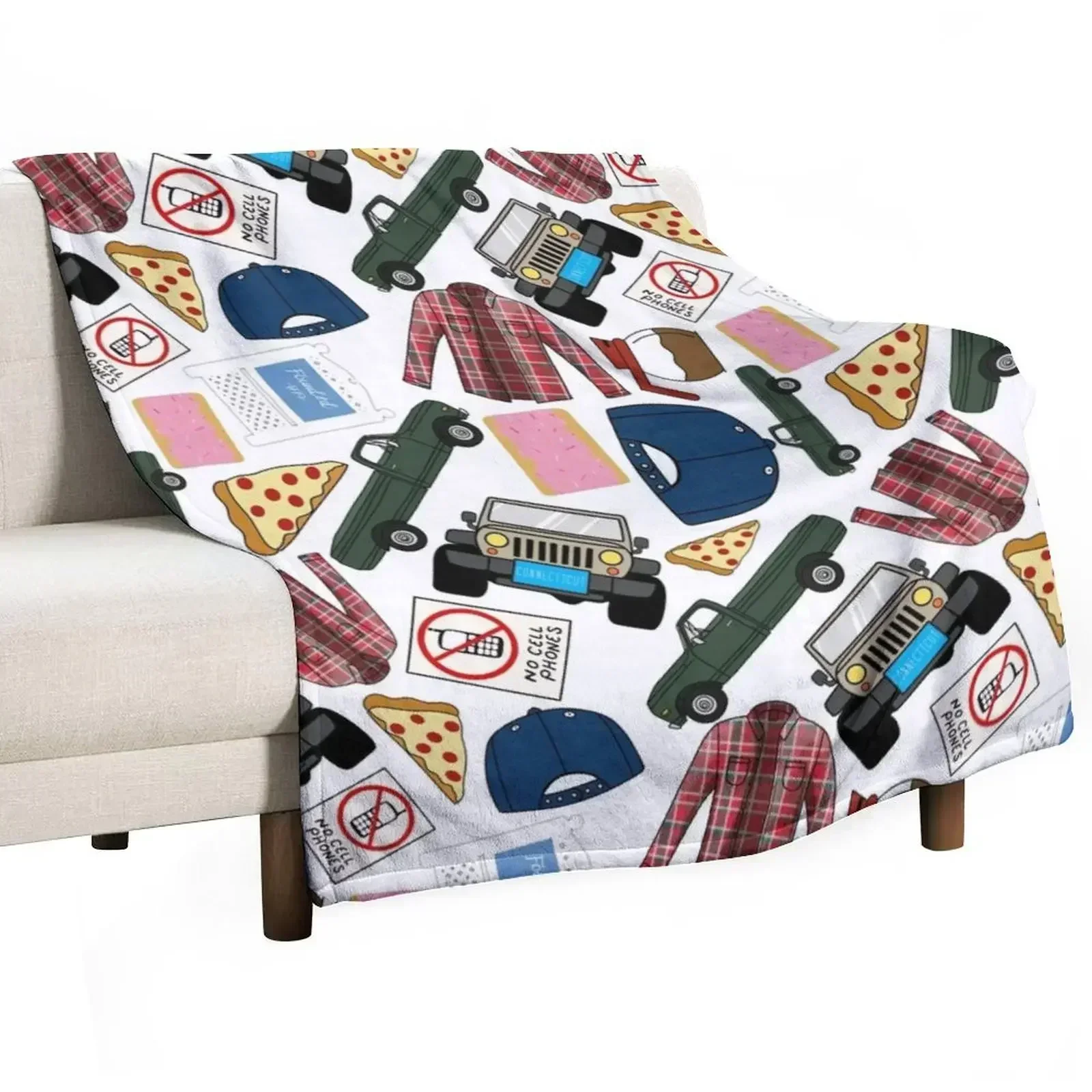 Luke Lorelai Fan Pattern Icons All Over Print White Pack Throw Blanket Stuffeds Hairys Furrys Sleeping Bag Blankets