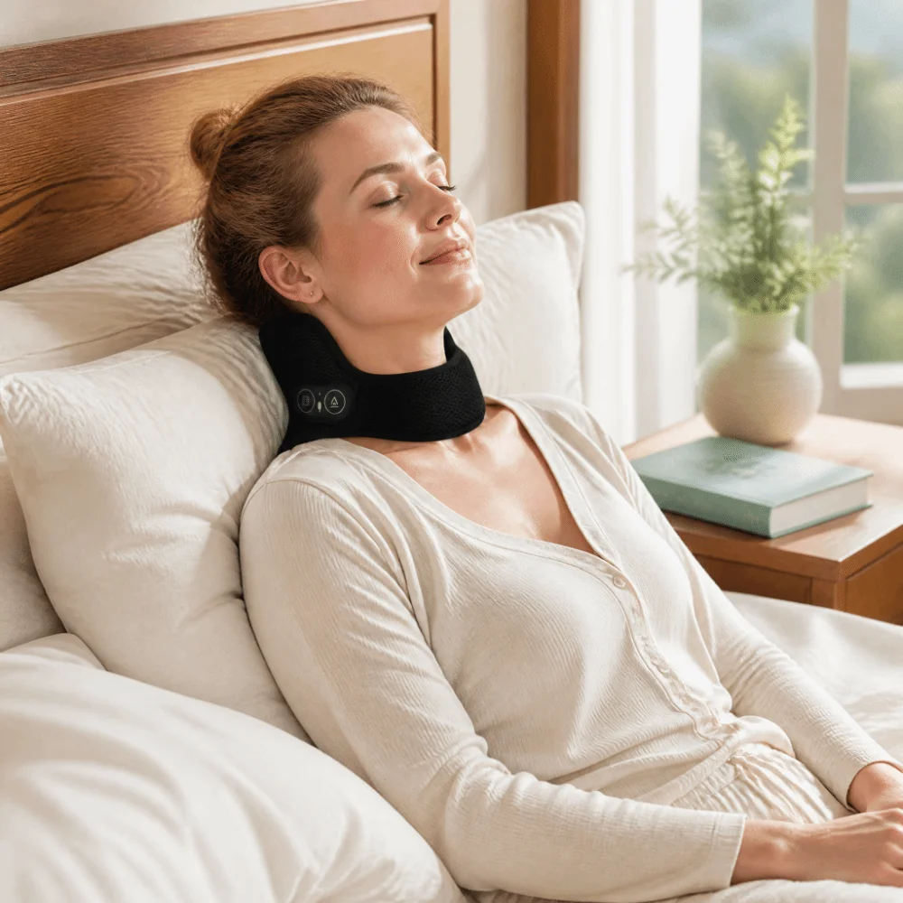 Quick Temperature Rise Neck Massager Vibration Massage Breathable Fabric Warm Neck Support Brace Wireless Rechargeable