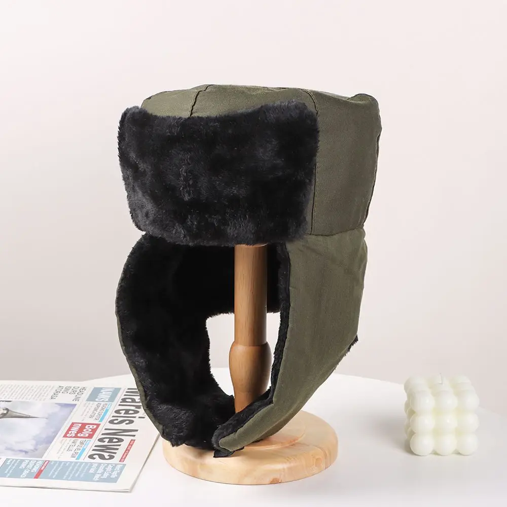 Women Earflap Thick Plush Snow Caps Fur Ski Hat Trapper Bomber Hats Russian Ushanka