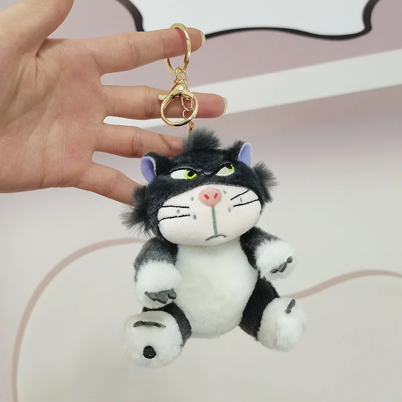 Cute Disney Plush Pendant Soft Lucifer Keychain Cartoon Anime Stuffed Toy School Backpack Pendant Decoration Gifts for Kids Girl