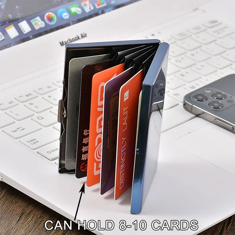 حامل بطاقة الائتمان التجاري Rfid للرجال والنساء، محفظة بسيطة من الألومنيوم، حامل بطاقات البنك مع مشبك نقود، مصمم بورت كارت