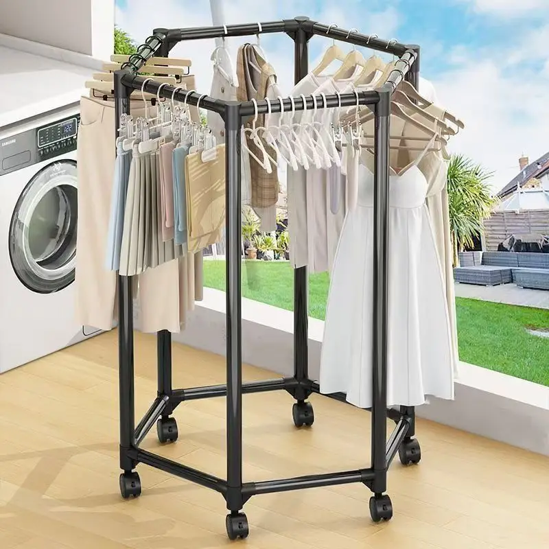 Rotating movable drying rack Balcony push-pull hanger drying rack Hexagonal drying rack