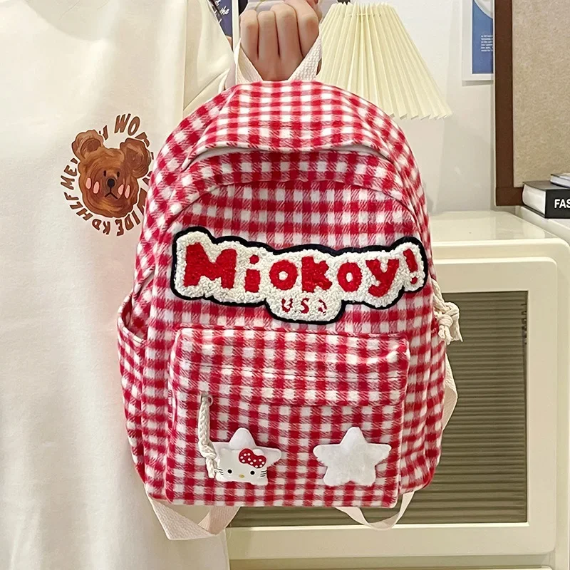 Hello Kitty Kawaii Schoolbag Female College Student Large Capacity Light Temperament Junior High School Students Trend Backpack