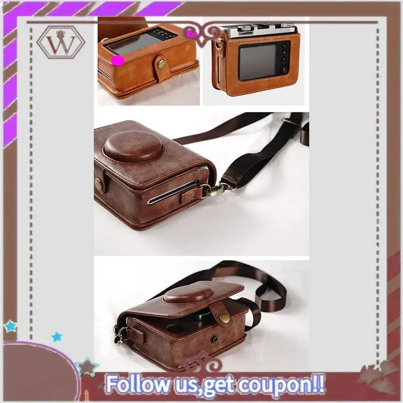 حقيبة كاميرا جلدية ABBG-PU لـ Fujifilm Instax Mini EVO حافظة واقية مع حزام كتف لتخزين ملحقات الكاميرا