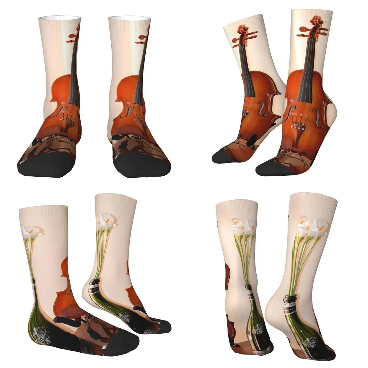 

Носки для скрипки, впитывающие пот чулки в стиле Харадзюку, всесезонные длинные носки, аксессуары для мужчин и женщин, рождественские подарки