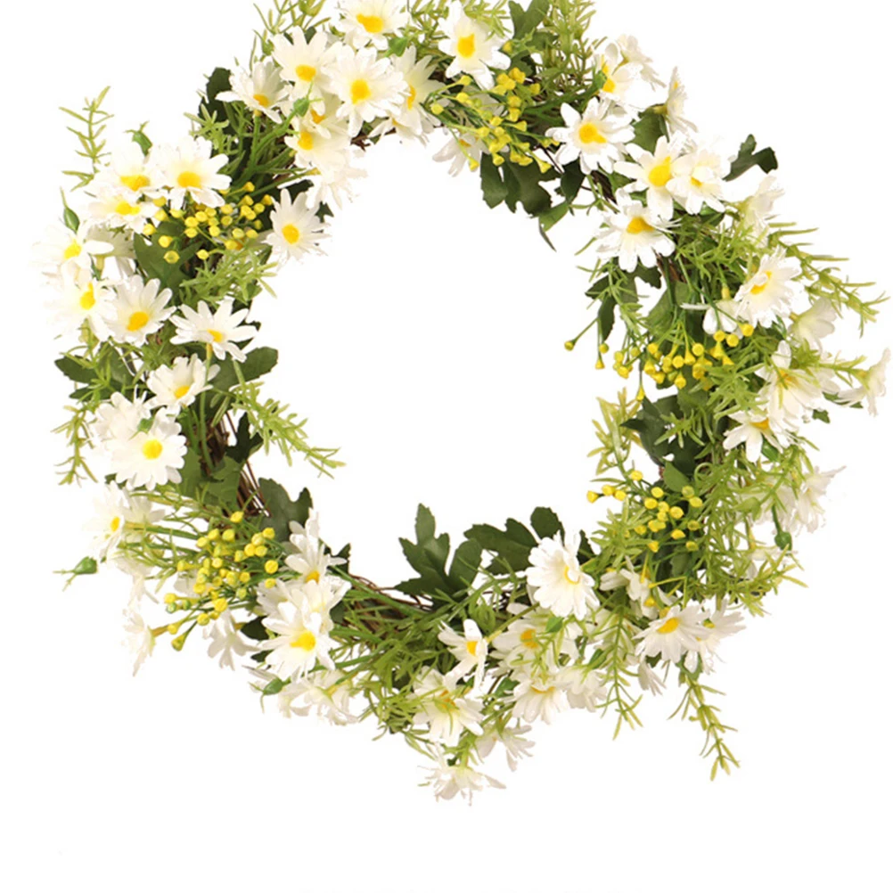 

Wedding Daisy Simulation Wreath Flower Garland Wreaths for Front Door Bamboo Faux Floral Indoors