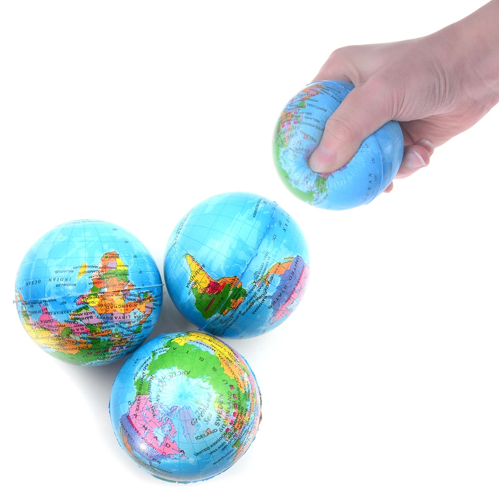 7.6 CM Stress Relief World Map Foam Ball TOY Palm Ball Planet Earth Ball PU Rubber Ball Best Educational Toys for Students