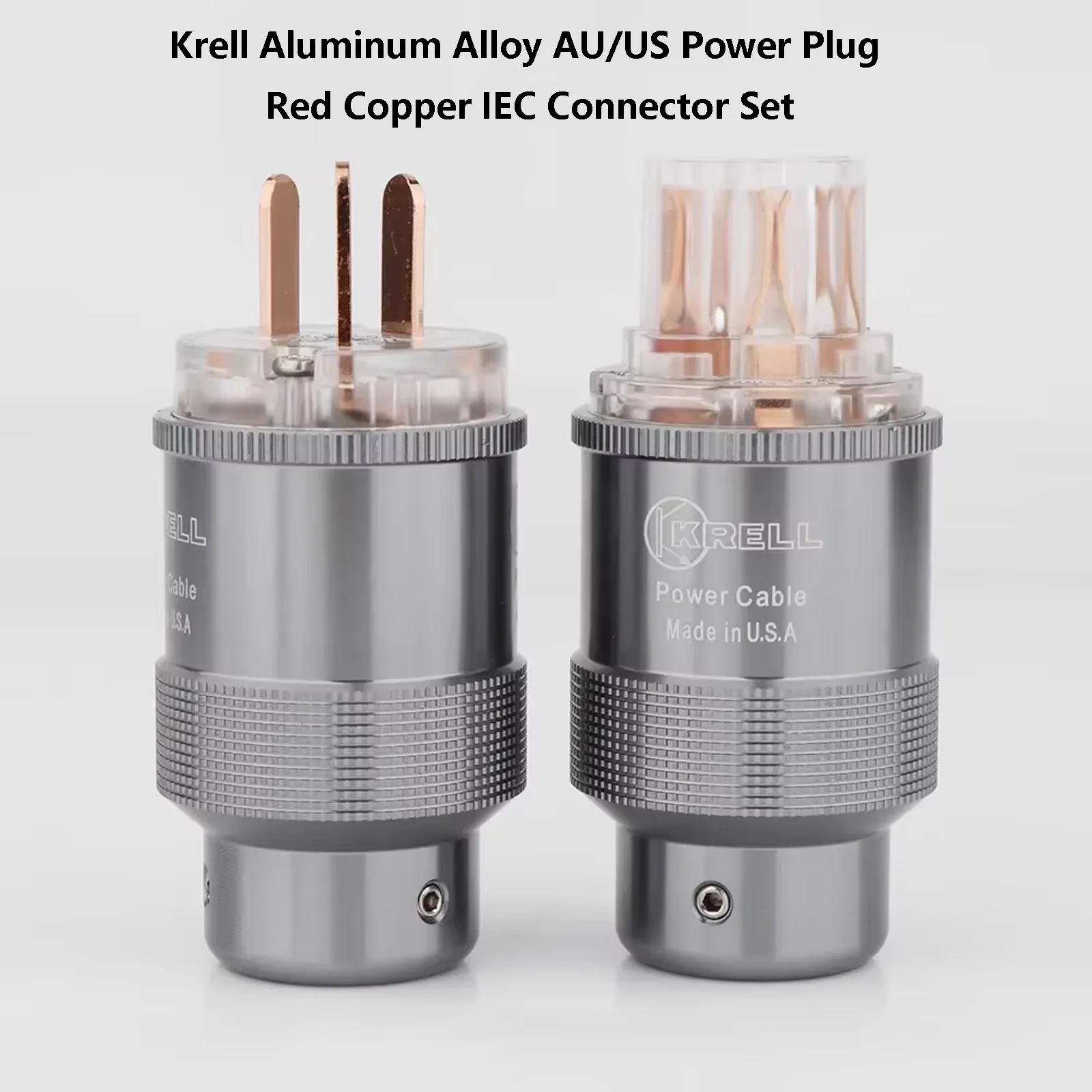 

Krell Aluminum Alloy AU/US Power Plug & Red Copper IEC Connector Set - Audiophile-Grade DIY Audio Power Cable Adapter