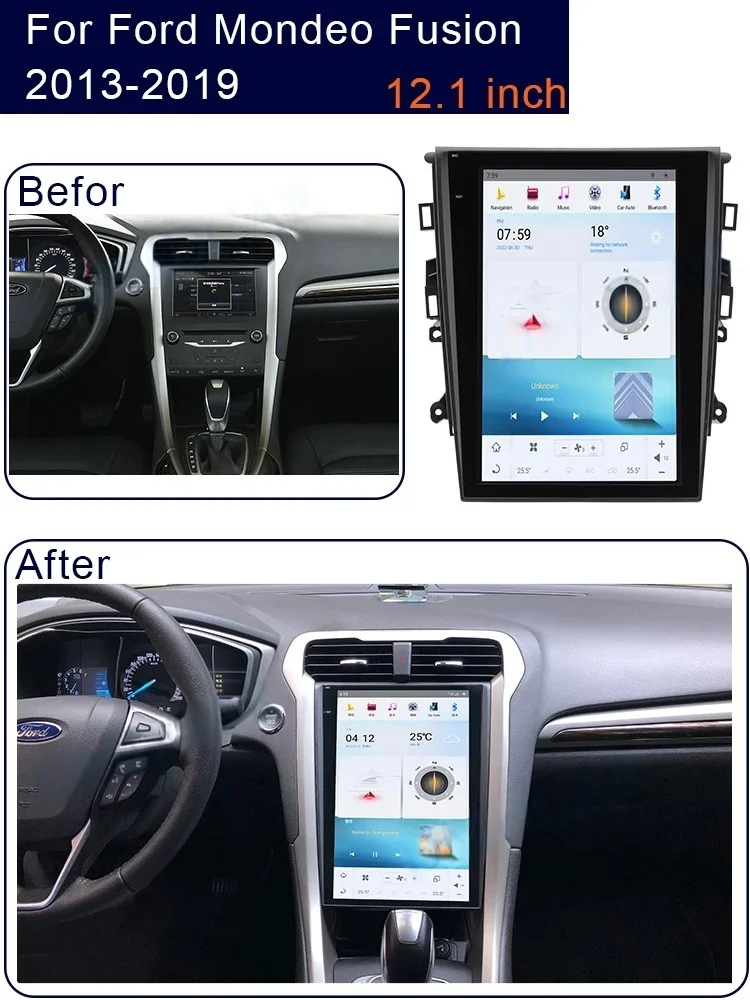 For Ford Fusion Mondeo Mk5 2013 - 2019 12.1'' Android 14 Car Multimedia Radio CarPlay Navigation GPS Navigation Head Unit BT