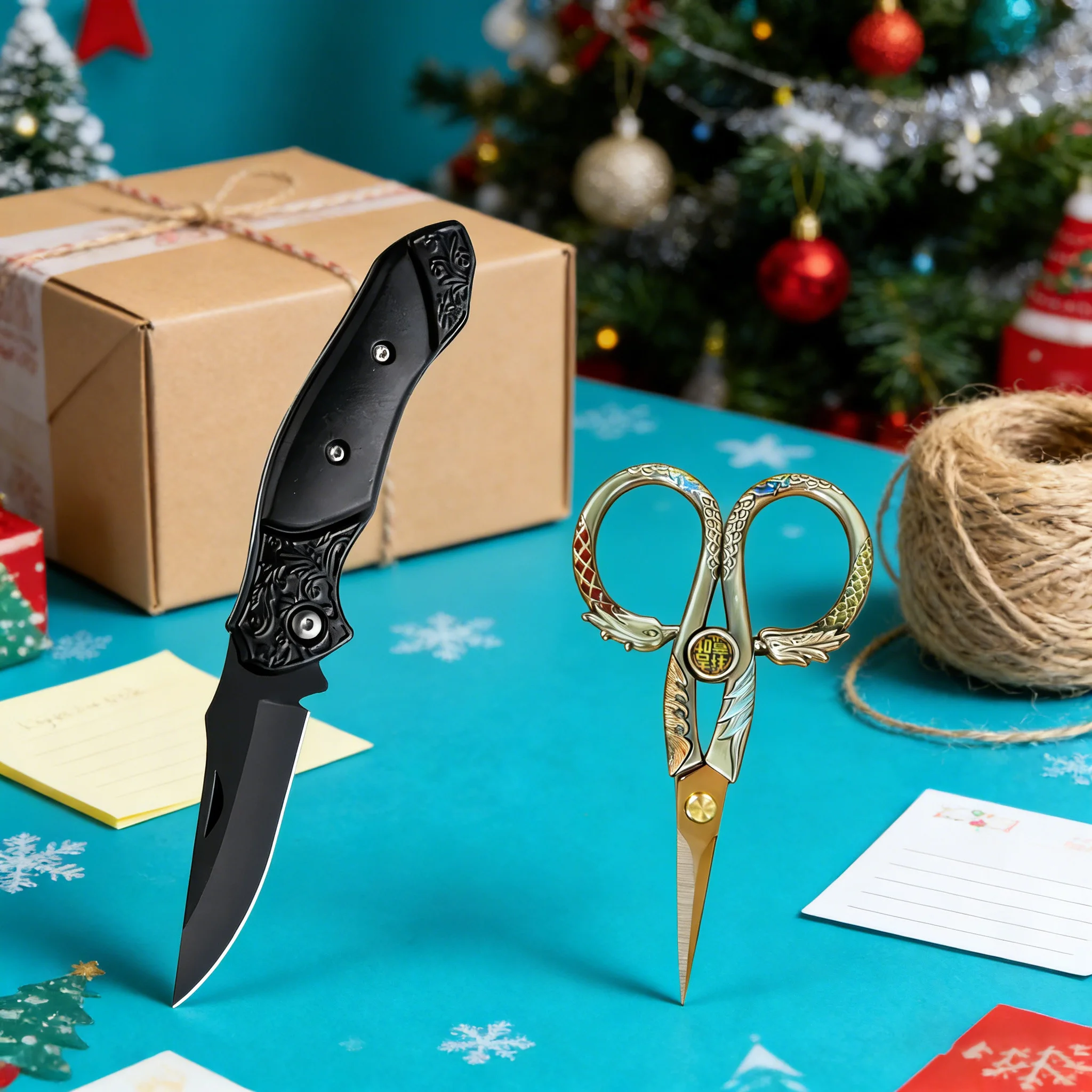 1/2PCS,Outdoor Folding Knife Utility Knife Durable Vintage Embroidery Thread Scissors Sewing Supplies  EDC Carry Tools