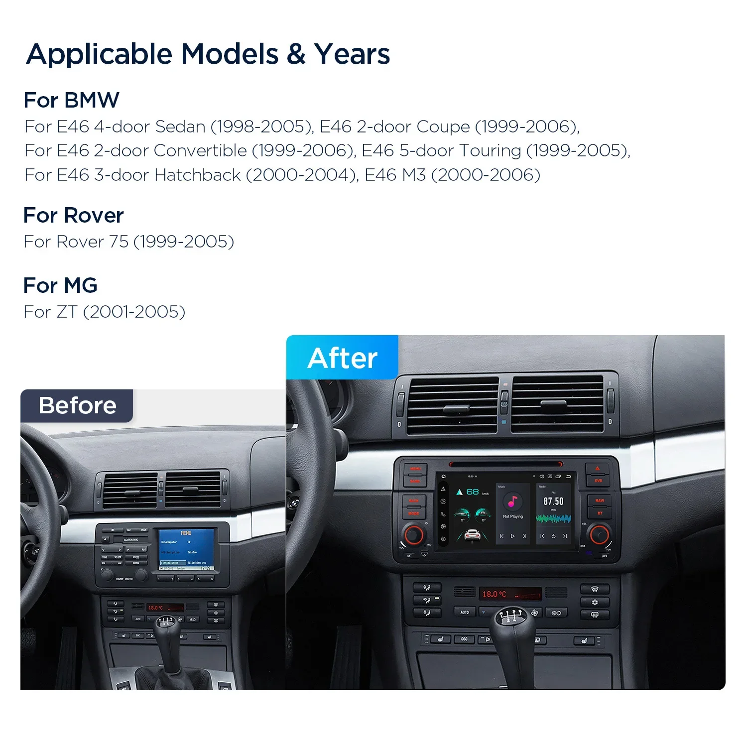 XTRONS 7インチ Android 14 カー DVD プレーヤー BMW E46 M3/ローバー