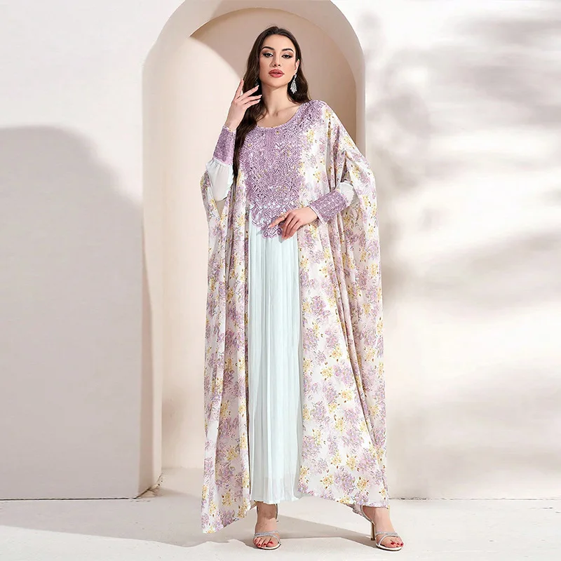 

Muslim Dresses Abaya for Women Party Long Robe Print Jalabiya Diamonds Morocco Dubai Abayas Kaftan Islam Vestidos Eid Ramadan